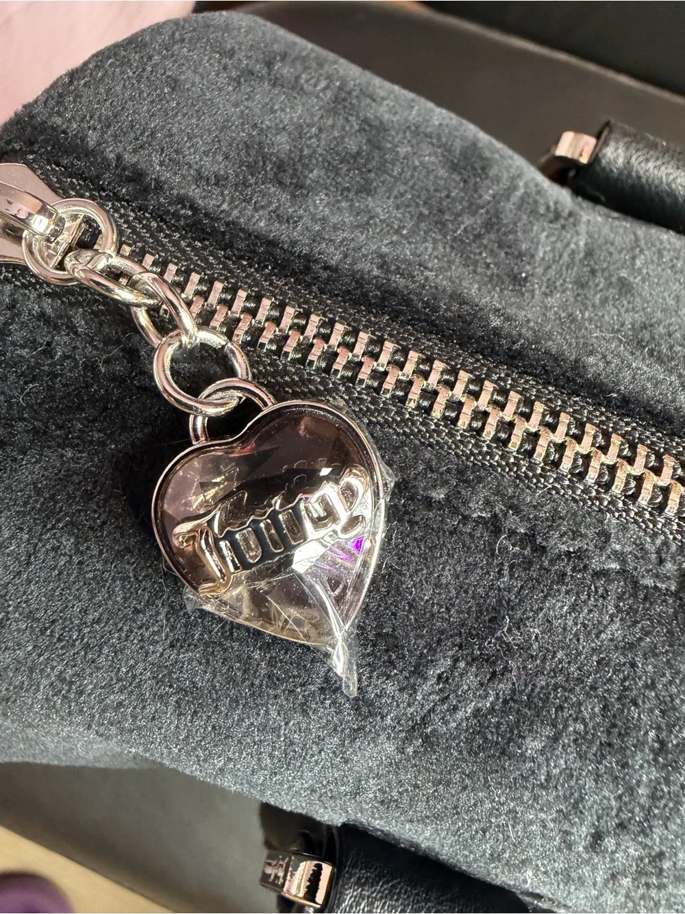 Juicy Couture Black Suede-Look Satchel with Crystal 'Juicy' Logo FINAL PRICE
